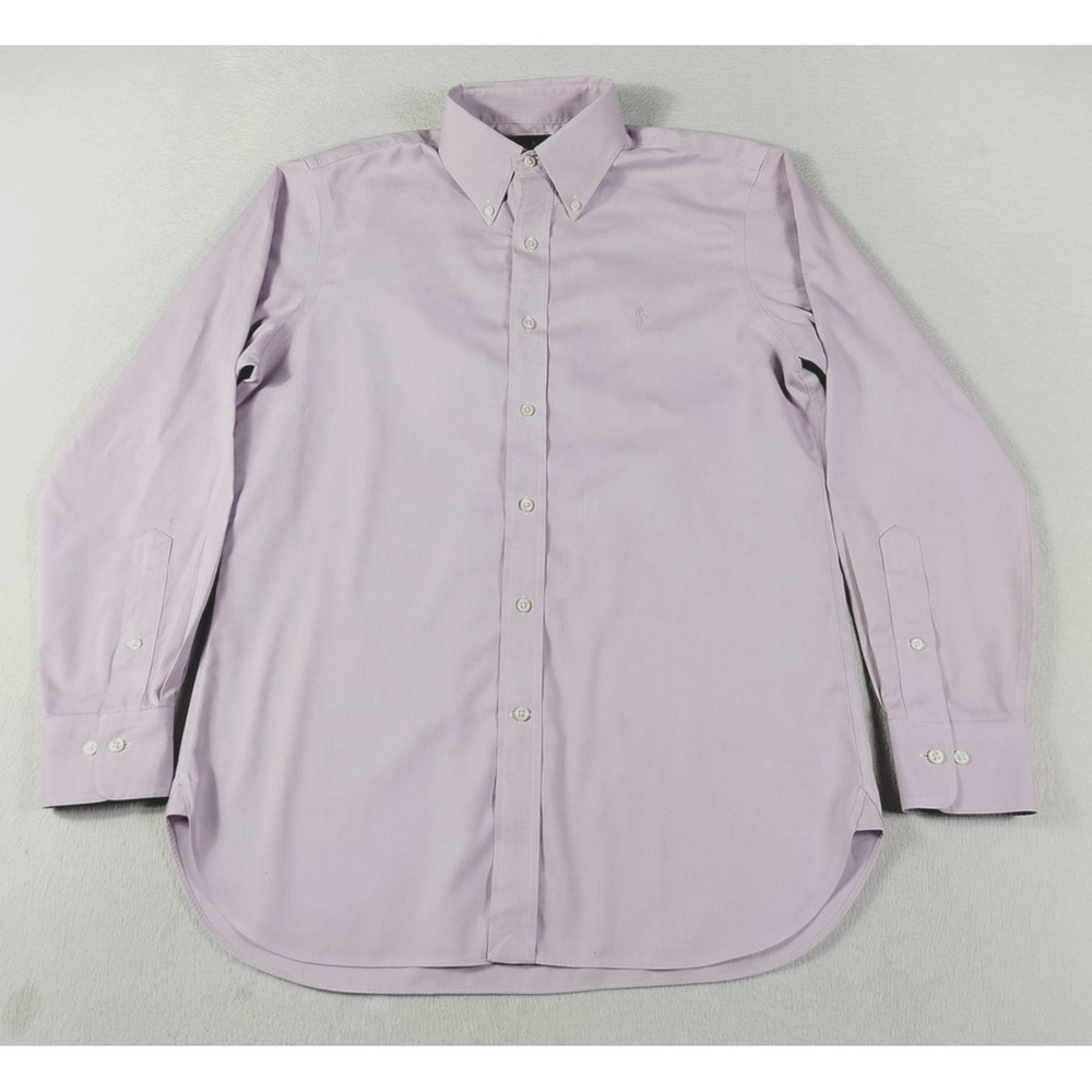 Ralph Lauren Dress Shirt Mens Large Purple Non Iron Wrinkle Free Pony Business